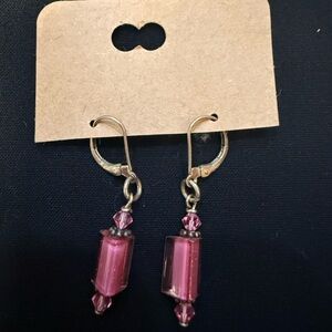 Sterling Silver Pink Dangle Earrings